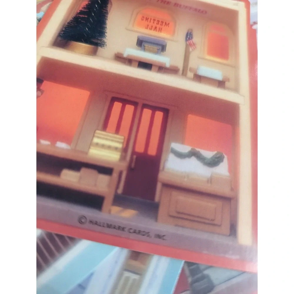 Hallmark Die Cut Village Greeting Cards Set Meeting Hall Fire Co 12 cards vtg